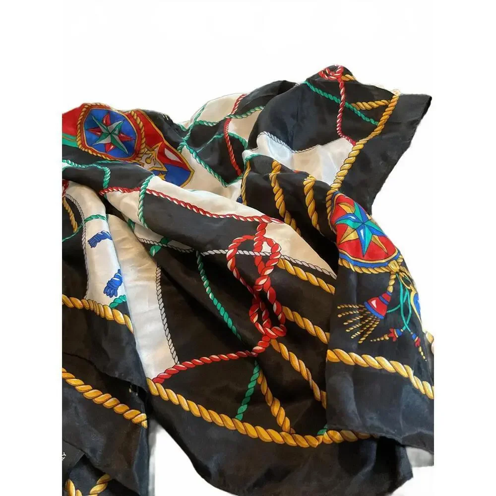 The Specialty House 100% Silk Scarf with Colorful Patterns 31” X 31”